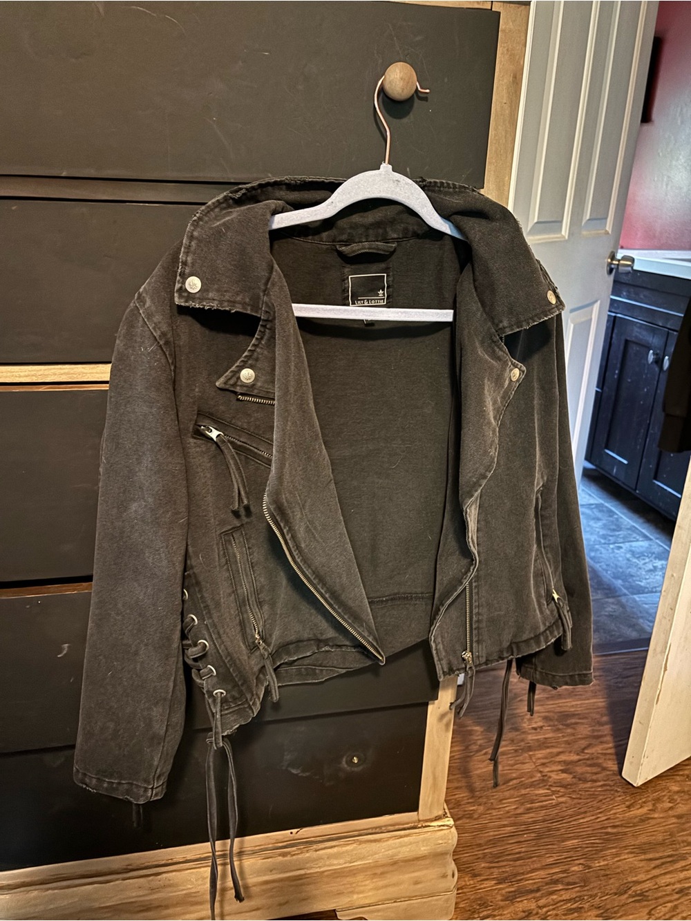 Lillie and Lottie Black Distressed Moto Jacket